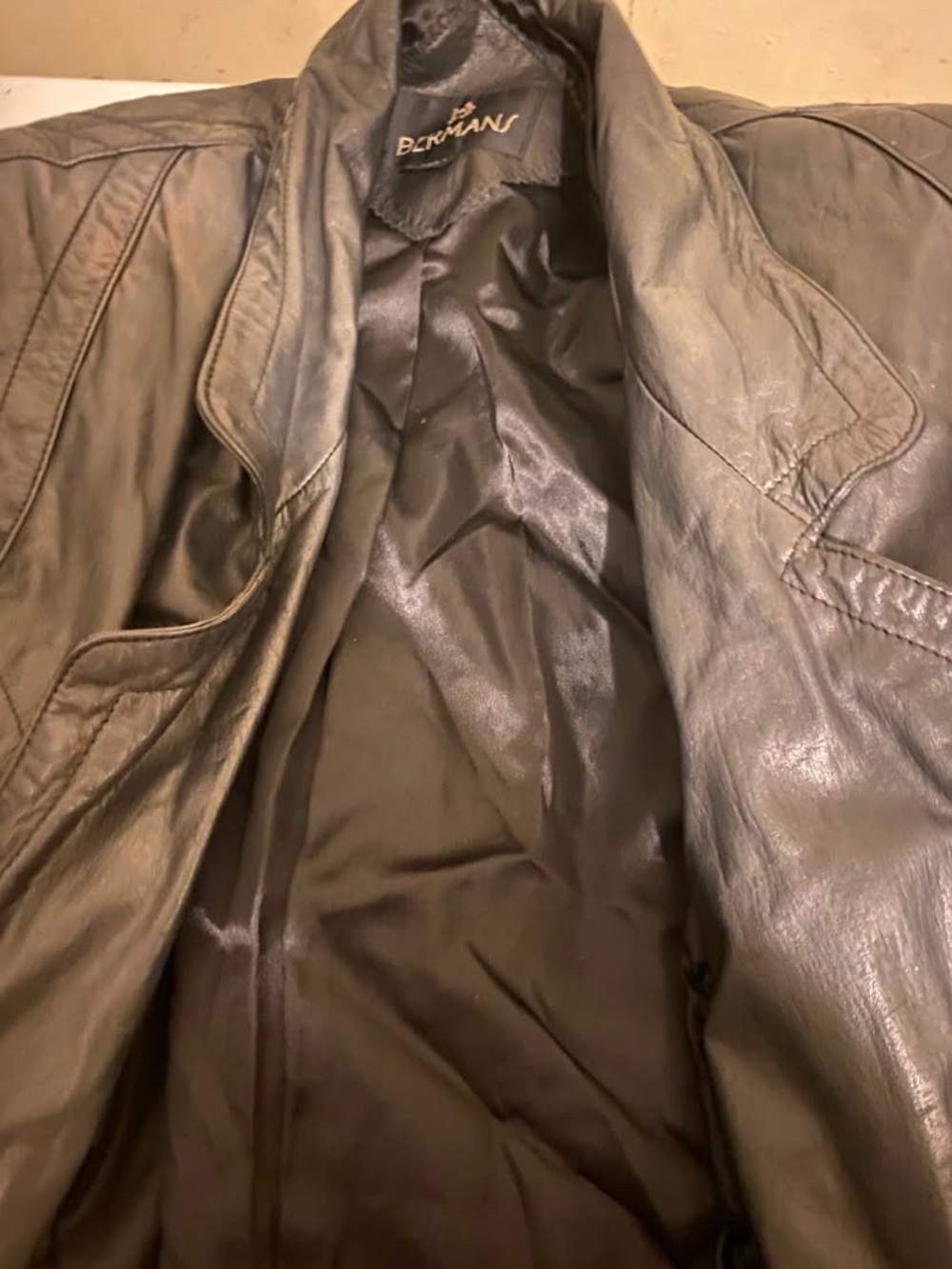 Vintage Bermans Leather Men's Jacket - Classic Coat